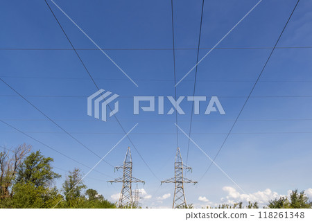 High voltage electrical lines High voltage electrical lines 118261348