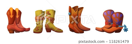 Western country traditional cowboy boot pairs. Western country traditional cowboy boot pairs. 118261479