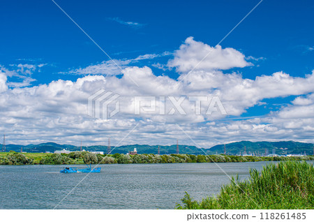 Summer scenery of the Yodo River, Hirakata City 118261485