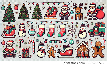 聖誕節可愛插畫圖標 聖誕節可愛插畫圖標 118261572