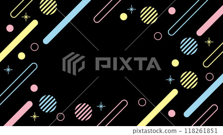 Geometry Abstract Black Background Colorful Polka Dot Frame Glitter Memphis 118261851