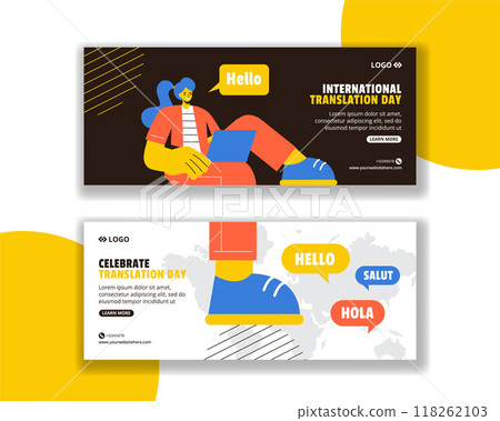 Translation Language Day Horizontal Banner Cartoon Hand Drawn Templates Background Illustration Translation Language Day Horizontal Banner Cartoon Hand Drawn Templates Background Illustration 118262103