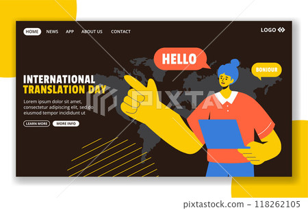 Translation Language Day Social Media Landing Page Cartoon Templates Background Illustration Translation Language Day Social Media Landing Page Cartoon Templates Background Illustration 118262105
