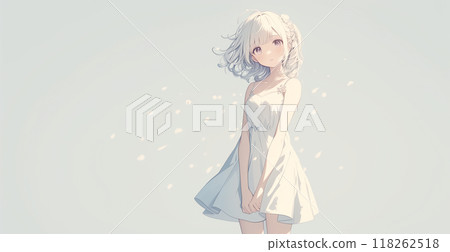 Illustration of a girl wearing a fashionable dress 118262518