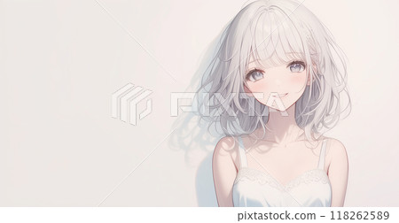 Illustration of a girl wearing a fashionable dress 118262589