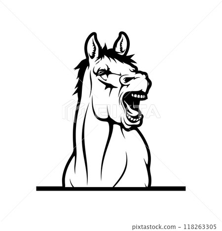 Peeking Horse - Funny Farm Animals peeking out - face head isolated on white 118263305