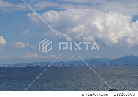 Fukuoka Dome and Fukuoka Tower from Shikanoshima Kinin Park 118263599