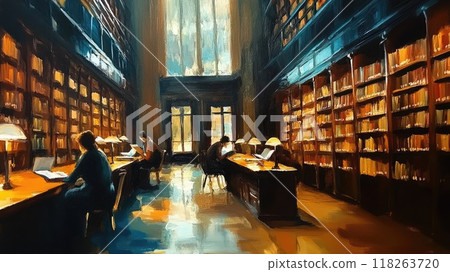 Cozy library oil painting_5 118263720