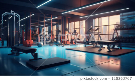 Temple of Tone: The Essence of a Modern Fitness Gym. Generative ai 118263767