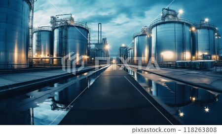 Majestic Reservoirs: Storage Tanks in an Industrial Heartland. Generative ai 118263808