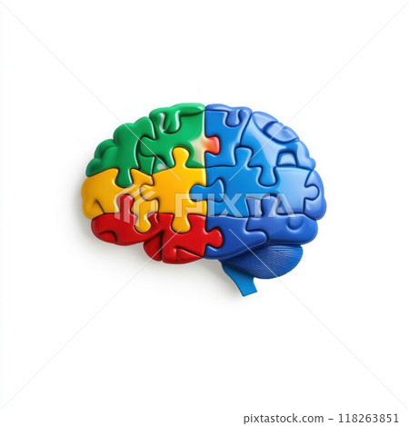Colorful Brain Puzzle Isolated on White Background - Stock Illustration ...