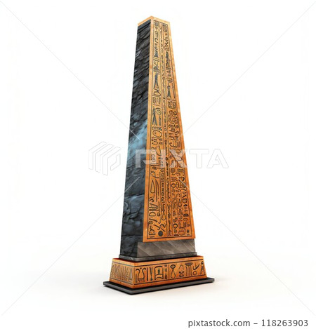 Egyptian Obelisk Standing Solo on a White Canvas. Generative ai 118263903