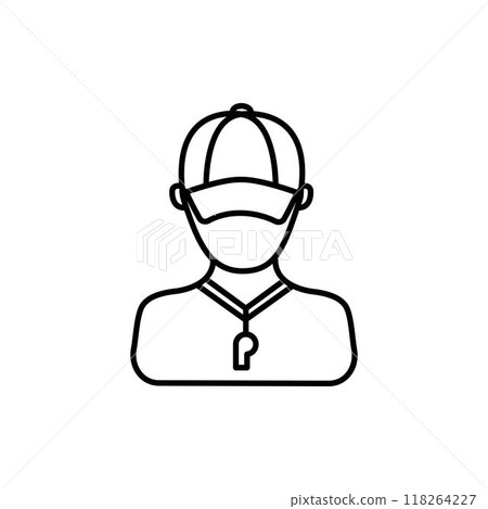 Trainer icon. Thin linear trainer, exercise, training outline icon isolated on white background. Line vector trainer sign, symbol for web and mobile 118264227