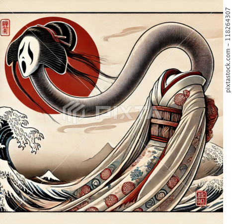 這是一個有著陶工脖子的女鬼形象。 118264307