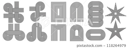 Set of zen arch line stripes. Vector elements in trendy boho aesthetic. 118264979
