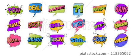 Comic book bubbles in trendy retro style Comic book bubbles in trendy retro style 118265092