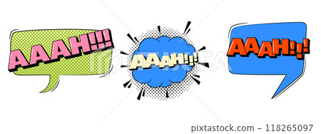 Comic book bubbles in trendy retro style. Aaah text Comic book bubbles in trendy retro style. Aaah text 118265097