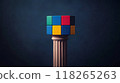 Colorful Cube on Pedestal. Symbol of Logic, Strategy, and Achievement 118265263
