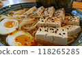 Japanese miso ramen noodle with tofu and egg 118265285