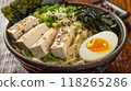 Japanese ramen noodle soup with tofu, seaweed and egg 118265286
