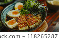 Soba noodles with tofu and egg. Japanese food. 118265287