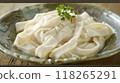 Japanese tofu noodle on wooden table. 118265291