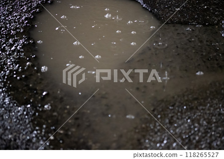 雨夜的水坑圖(照片素材) 雨夜的水坑圖(照片素材) 118265527