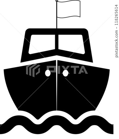Icon of a small boat seen from the bow, transparent background 118265614