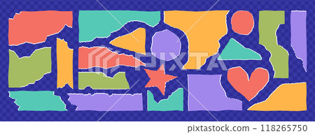 Color rectangle frames with jagged edges or ripped paper sheets 118265750