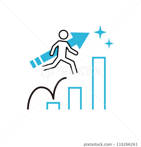 Business step up icon blue Business step up icon blue 118266261