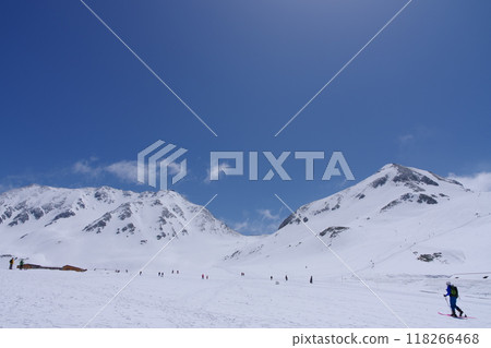 Tateyama Kurobe Alpine Route in early May - View of the main peak of Mt. Tateyama from Murododaira, Mt. Jodo 118266468