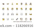 Cosmetic surgery and beauty icon set yellow 118266916