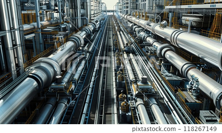 A network of automated factories, linked by high-speed cargo tubes, specializes in different production stages. 118267149