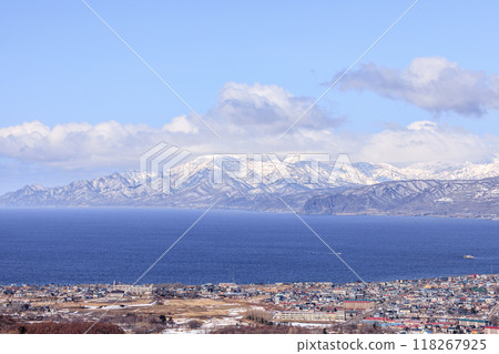 View from Maruyama Observatory on Mt. Kannon in Iwanai, Hokkaido (March) 118267925