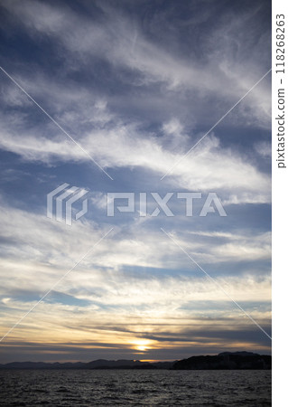 Sunset over the lake 118268263