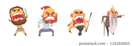 Angry and Exasperated Man Character Shouting and Yelling Vector Set 118268905