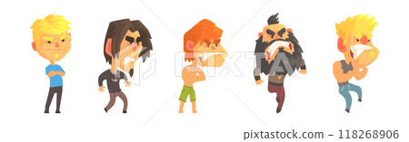 Angry and Exasperated Man Character Shouting and Yelling Vector Set 118268906