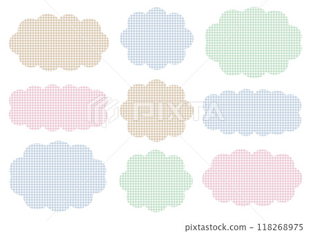 Watercolor checkered cloud-shaped speech bubble set Watercolor checkered cloud-shaped speech bubble set 118268975