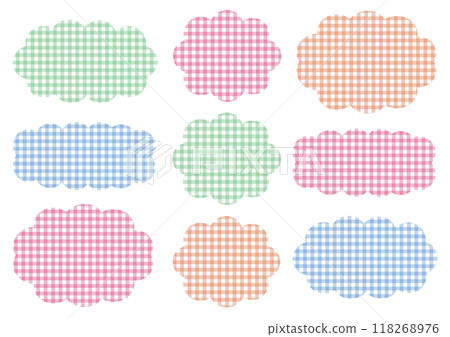 Watercolor checkered cloud-shaped speech bubble set Watercolor checkered cloud-shaped speech bubble set 118268976