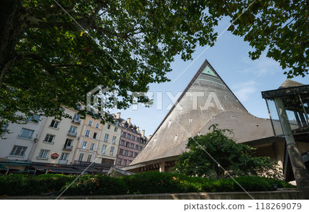 August 4, 2023. St Joan of Arc's Catholic Church, Rouen, France. Huge stained glass windows in the 118269079