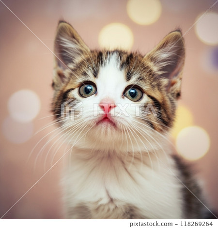 一隻小貓盯著並抱怨某事 118269264