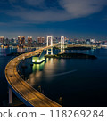Aerial view of Rainbow Bridge and Odaiba at night 118269284