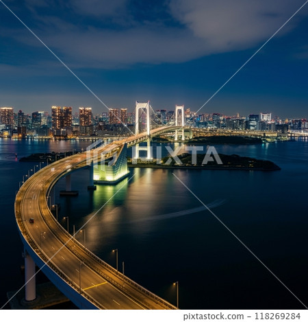 從上方看彩虹橋和台場的夜景 118269284