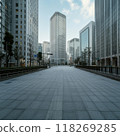 An empty office district in central Tokyo 118269285