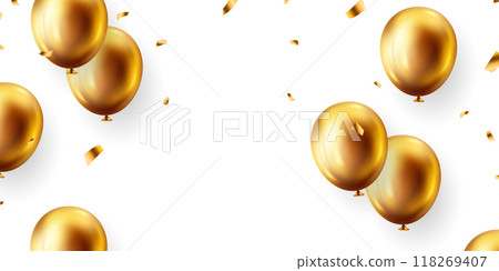 3D golden balloon design background beautiful illustration banner template vector 3D golden balloon design background beautiful illustration banner template vector 118269407