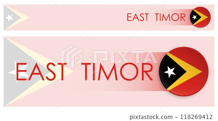 East Timor flag horizontal web banner in modern neomorphism style. Webpage East Timor country header button for mobile application or internet site. Vector East Timor flag horizontal web banner in modern neomorphism style. Webpage East Timor country header button for mobile application or internet site. Vector 118269412