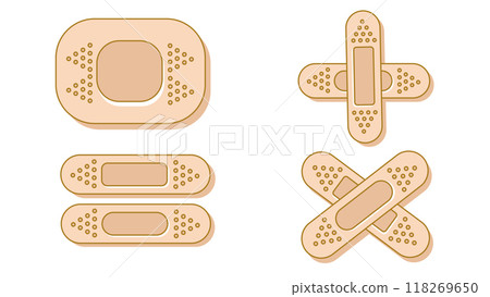 Set of adhesive plasters for first aid for wounds, operations and skin damage, Protecting open wound from infection, healing wound patch guarantees accelerated cell regeneration Set of adhesive plasters for first aid for wounds, operations and skin damage, Protecting open wound from infection, healing wound patch guarantees accelerated cell regeneration 118269650
