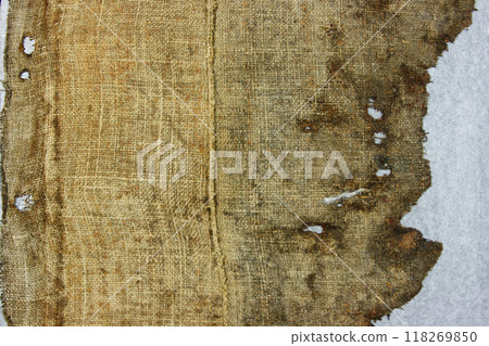 Very old fabric is spoiled by time. top view. close-up 118269850