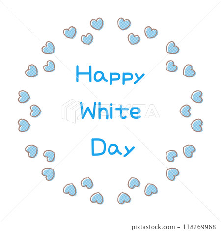 Heart-shaped frame and Happy White Day text 118269968