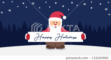 cute santa claus with merry christmas greeting message vector illustration cute santa claus with merry christmas greeting message vector illustration 118269980